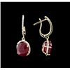 Image 2 : 11.02ctw Ruby and Diamond Earrings - 14KT Yellow Gold