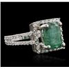 Image 1 : 18KT White Gold 2.84ct Emerald and Diamond Ring