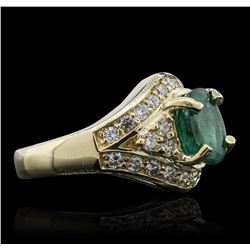 14KT Yellow Gold 2.01ct Emerald and Diamond Ring