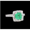 Image 1 : 1.33ct Emerald and Diamond Ring - 14KT White Gold