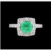 Image 2 : 1.33ct Emerald and Diamond Ring - 14KT White Gold