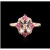 Image 2 : 14KT Rose Gold 2.03ct Morganite, Pink Sapphire and Diamond Ring
