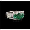 Image 1 : 14KT White Gold 1.06ctw Emerald and Diamond Ring