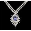 Image 1 : 14KT White Gold 3.87ct Tanzanite and Diamond Necklace