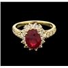 Image 2 : 2.60ct Ruby and Diamond Ring - 14KT Yellow Gold