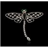 Image 1 : 14KT White Gold 0.27ctw Diamond, Onyx and Emerald Butterfly Pin