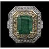 Image 2 : 14KT White Gold 3.75ct Emerald and Diamond Ring