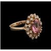 Image 1 : 3.06ct Pink Tourmaline and Diamond Ring - 14KT Rose Gold