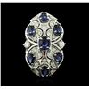 Image 2 : 14KT White Gold 3.78ctw Sapphire and Diamond Ring