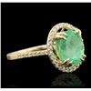 Image 1 : 14KT Yellow Gold 2.97ct Emerald and Diamond Ring