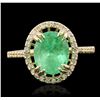 Image 2 : 14KT Yellow Gold 2.97ct Emerald and Diamond Ring