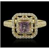 Image 2 : 14KT Yellow Gold 0.67ct Amethyst and Diamond Ring
