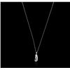 Image 2 : 14KT White Gold 0.10ctw Sapphire and Diamond Pendant With Chain