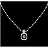 Image 2 : 1.00ct Peridot and Diamond Pendant With Chain - 14KT White Gold