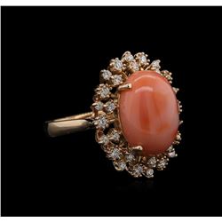 9.15ct Coral and Diamond Ring - 14KT Rose Gold