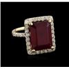 Image 1 : 13.29ct Ruby and Diamond Ring - 14KT Yellow Gold