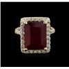 Image 2 : 13.29ct Ruby and Diamond Ring - 14KT Yellow Gold