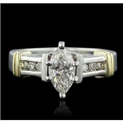 14KT Two-Tone 1.08ctw Marquise Cut Diamond Ring