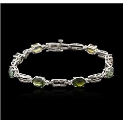 14KT White Gold 7.68ctw Multicolor Sapphire and Diamond Bracelet