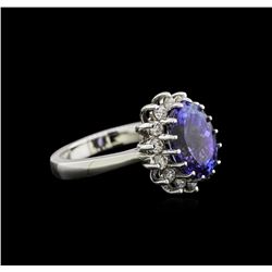 4.25ct Tanzanite and Diamond Ring - 14KT White Gold