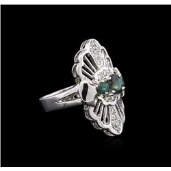 0.93ctw Alexandrite and Diamond Ring - 14KT White Gold