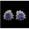 Image 1 : 0.97ctw Tanzanite and Diamond Earrings - 14KT White Gold