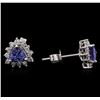 Image 2 : 0.97ctw Tanzanite and Diamond Earrings - 14KT White Gold