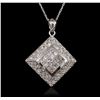 Image 1 : 14KT White Gold 1.33ctw Diamond Pendant With Chain