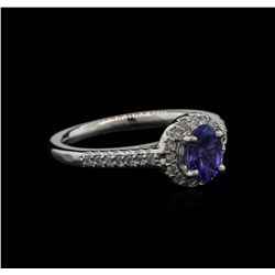 0.80ct Tanzanite and Diamond Ring -14KT White Gold