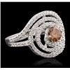 Image 1 : 14KT White Gold GIA Certified Fancy Orange 1.32ctw Diamond Ring
