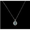 Image 2 : 14KT White Gold 5.67ct Aquamarine and Diamond Pendant With Chain