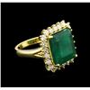 Image 1 : 8.30ct Emerald and Diamond Ring - 18KT Yellow Gold