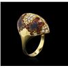 Image 3 : 18KT Yellow Gold 0.80ctw Diamond and Enamel Ring