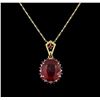 Image 1 : 6.98ctw Ruby and Diamond Pendant With Chain - 14KT Two-Tone Gold