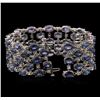 Image 3 : 62.40ctw Blue Sapphire and Diamond Bracelet - 14KT White Gold