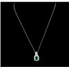 Image 2 : 14KT White Gold 1.88ct Emerald and Diamond Pendant With Chain