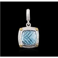 Sterling Silver 11.55ct Topaz and Diamond Pendant