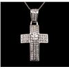 Image 2 : 2.30ctw Diamond Cross Pendant With Chain - 14KT White Gold