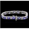 Image 2 : 14KT White Gold 17.85ctw Tanzanite and Diamond Bracelet