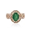 Image 2 : 14KT Rose Gold 1.47ct Emerald and Diamond Ring