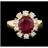 Image 2 : 14KT Yellow Gold 3.84ct Ruby and Diamond Ring