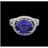 Image 2 : 14KT White Gold 3.64ct Tanzanite and Diamond Ring