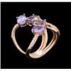 Image 3 : 2.55ctw Tanzanite and Diamond Ring - 14KT Rose Gold
