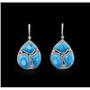 Image 1 : 14KT White Gold Turquoise and Diamond Earrings