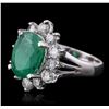 Image 1 : 14KT White Gold 3.41ct Emerald and Diamond Ring