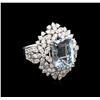 Image 1 : 5.66ct Aquamarine and Diamond Ring - 18KT White Gold