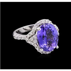 5.52ct Tanzanite and Diamond Ring - 14KT White Gold