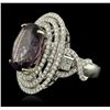 Image 1 : 14KT Two-Tone Gold 8.70ct Amethyst and Diamond Ring