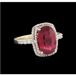 3.96ct Ruby and Diamond Ring - 14KT Yellow Gold