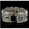 Image 3 : Platinum GIA Certified 9.37ctw Emerald and Diamond Bracelet